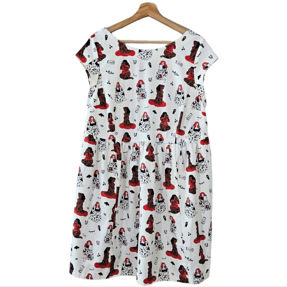 Cutting Shapes x Art Brat Comics The Send Nudes Plus Size Pin Up Dress NWT 18/20 - Picture 4 of 10